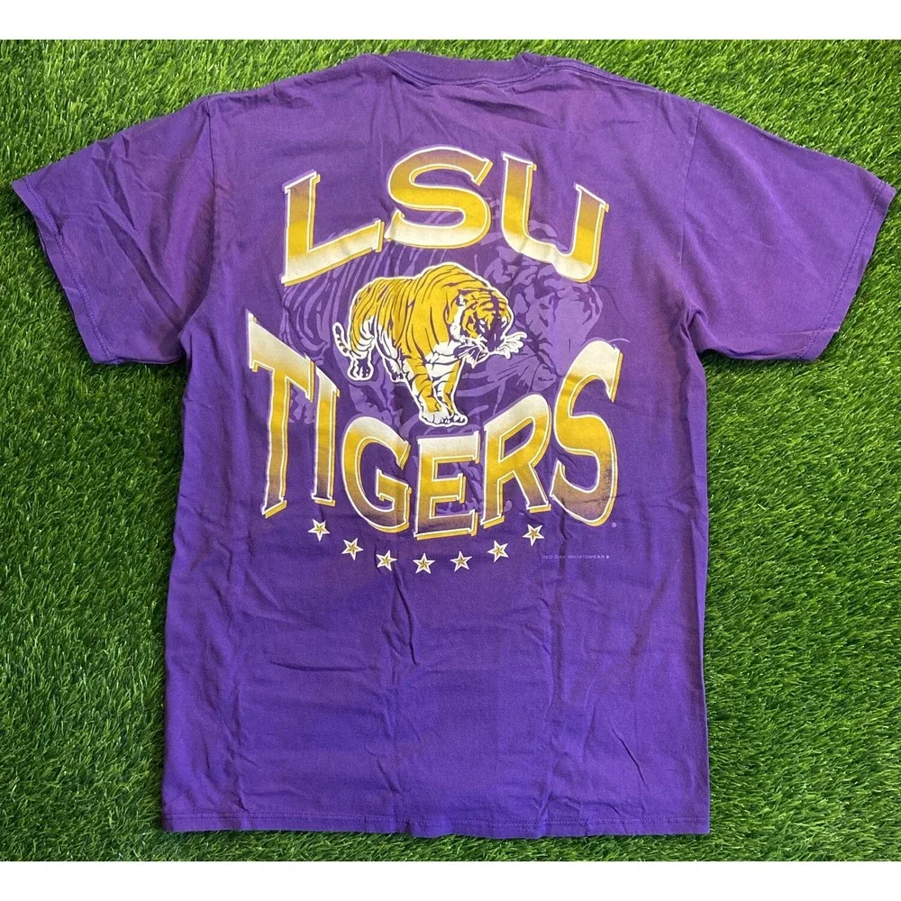 Vintage Jerzees LSU Tigers shirt Adult large purple Y2K retro football USA made